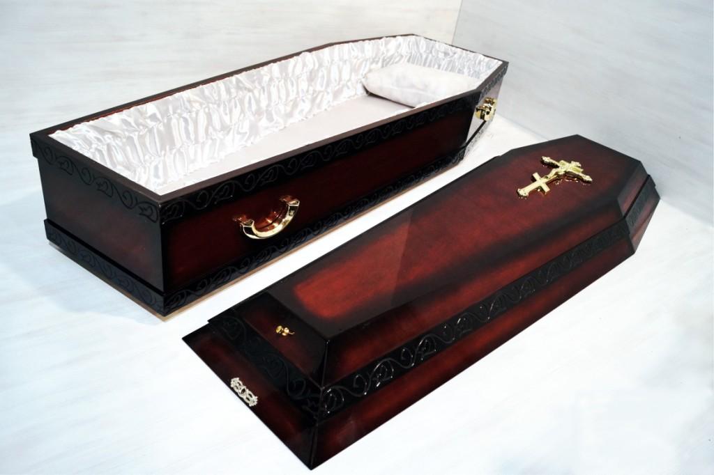 Гробы лакированные Гроб шестигранный «Морель с резным багетом»